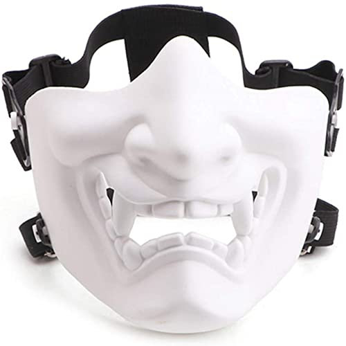 WLLLTY 1 demi-masque de jeu tactique Prajna Demi visage Hannya Oni Moto Evil Demon Knight pour Halloween Cosplay
