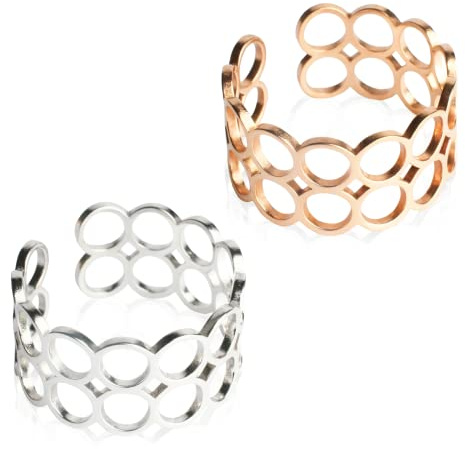 Offener Statement Ring Damen • Chunky Cuff Ring • Edelstahl Schmuck mit geometrischem Design • verstellbar ab Größe 60 (Ø 19 mm)