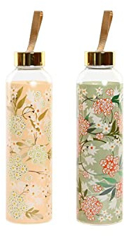 DKD Home Decor Botella de la Marca, Color Beige y Verde, de Vidrio de borosilicato (27,5 x 49,8 x 34,2 centímetros) (2 Unidades)