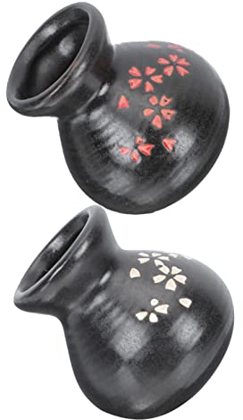 Angoily Japanese-Style Ceramic Dry Ice Cups for Sushi and Sashimi, 2pcs Set White and Red Cherry Blossom Design, Practical Tableware for Hot Pot and Home Decoration