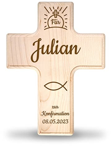 Kinderkreuz zur Konfirmation personalisiert - Kinderkreuz mit Namen - personalisierte Geschenke zur Konfirmation - Konfirmationsgeschenk für Mädchen/für Junge - Geschenkideen - Holzkreuz