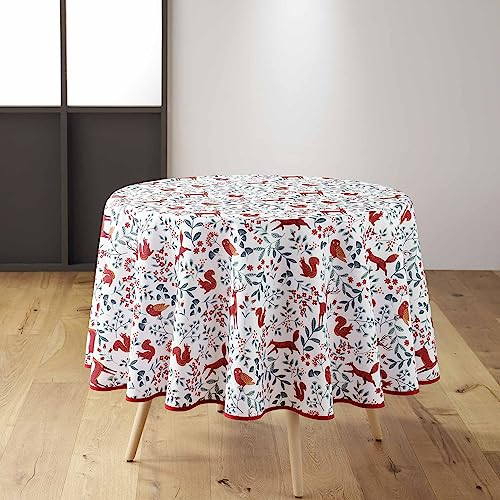 Douceur d'Intérieur Forestine Tischdecke, rund (Durchmesser 180 cm), bedrucktes Polyester