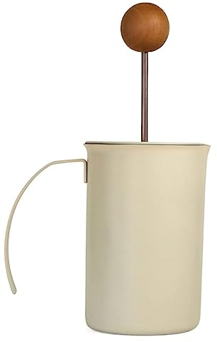 MOBAAK Espumador De Leche Espumador De Leche Manual De Acero Inoxidable Bomba De Mano Fabricante De Espuma De Leche Taza para Café 400ml Espumador Leche (Color : Beige, Size : 22 * 12.7cm)