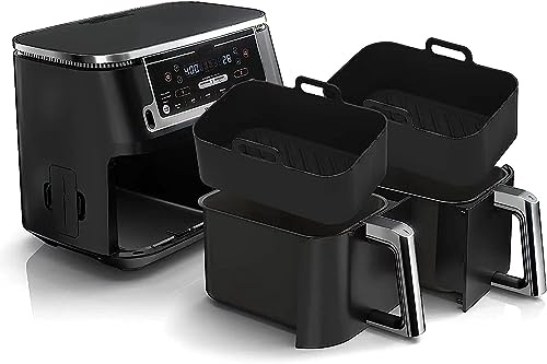 Zaid Silicone Air Fryer Liners Ninja Air Fryer Dual Pack of 2, Reusable Air Fryer Silicone Liner Ninja Air Fryer Accessories, Airfryer Liners Airfryer Accessories Ninja Dual Air Fryer (Style 2)