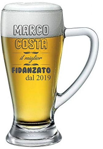 Boccale da birra 38 cl personalizzato con nome incisione innamorati (nome) il miglior fidanzato dal (anno) - idea regalo innamorati - regali originali - bicchiere in vetro chiaro, ca 38cl