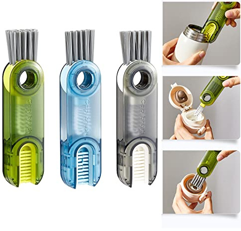 3 Pack 3 in 1 Multifunctional Cleaning Brush, Water Bottle Cleaner Brush 3 in 1 Cleaning Brush for Water Bottles, Cup, Home Kitchen Cleaning Tools