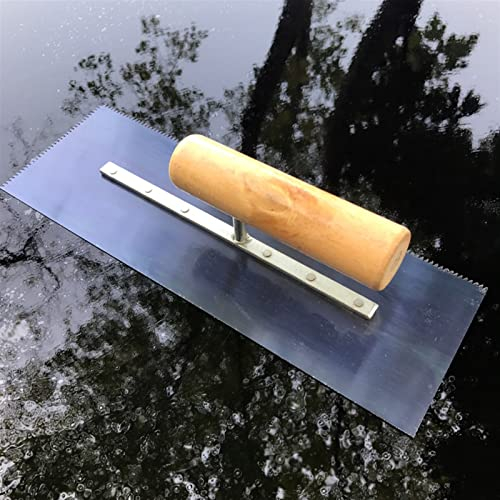 XENITE Spitzkelle, Zahnkelle, Holzgriff, Premium-Fliesenverlegekelle, 29,5 cm x 11 cm, Kerbe, 3 mm, Glättkelle Schaufel