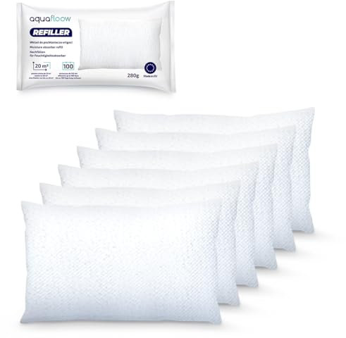 Aquafloow 6x Sachets de Granulés pour Déshumidificateur 280 g, Contrôle des Moisissures pour Pièces de 20 m² | Recharges Ultra-Absorbantes