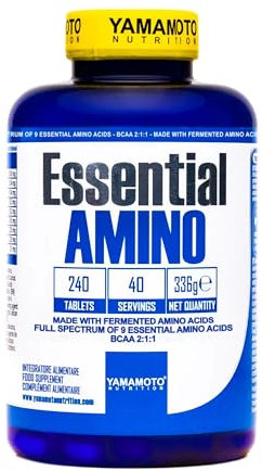 YAMAMOTO NUTRITION Essential AMINO 240 Compresse, Integratore di Amminoacidi Essenziali Fermentati EAA e Ramificati BCAA 2:1:1, Integratore per Sportivi
