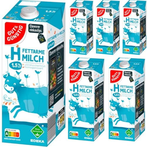 Gut & Gunstig fettarme H-Milch Unsere Haltbare Milch 1,5% Fett haltbare Milch 1000 Mililiter x 6 Stück