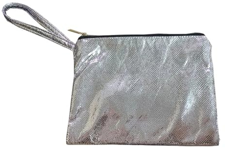 osiuujkw Goldene Tasche, multifunktionale, kompakte Handgelenktasche für Damen, Tasche für Damen, Kunstleder, Silberne Tasche, robust, Silber
