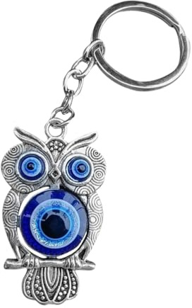 VOSAREA Eulen Schlüsselanhänger Mit Bösem Blick Dekorativer Anhänger Aus Metall Hängendes Eulen Ornament Für Tasche Und Schlüssel Kreativer Schlüsselring Für Auto Und Dekoration