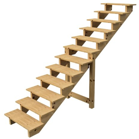 Scala esterna BERLIN, 12 gradini, Altezza 207cm, L 80cm, senza alzate