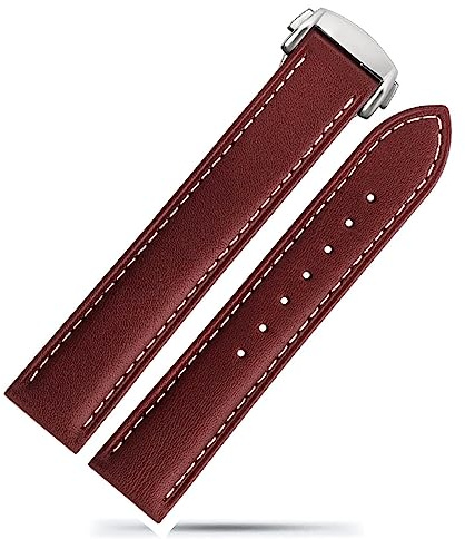 dongriuk Italienisches Lederarmband für Omega Seamaster 300 150 Speedmaster 007 AT150, braunes Uhrenarmband, Faltschließe, 19 mm, 20 mm, 22 mm(B Dark brown-silver,20mm)