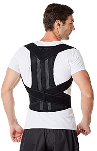 Large Size Posture Corrector Back Support Belt for Women and Men Back Brace Adjustable Comfy Straightener for Spine Back Neck Clavicle Shoulder Pain Relief (Color : Black Size : 3XL) (B (Black Larg