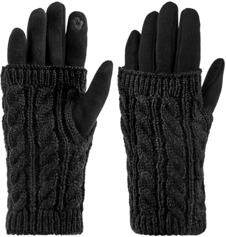 GWAWG Thermo Handschuhe Damen Touchscreen, Warme Handschuhe Damen für Winter, Handschuhe mit Abnehmbaren Strick Stulpen, Perfekt für Skifahren, Radfahren, Arbeit, Touchscreen Handschuhe Damen 24cm