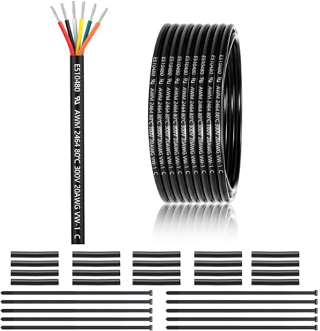 20 AWG 6x0,5 mm² 6 Adriges Kabel 15m, 0,5 mm² 6 Adrig Elektrischer Draht | Verzinntem Kupfer PVC 6 Adrige Elektrikkabel für DC 12V/24V, LED Beleuchtung, Verlängerungskabel, kfz usw, CE Zertifizierung