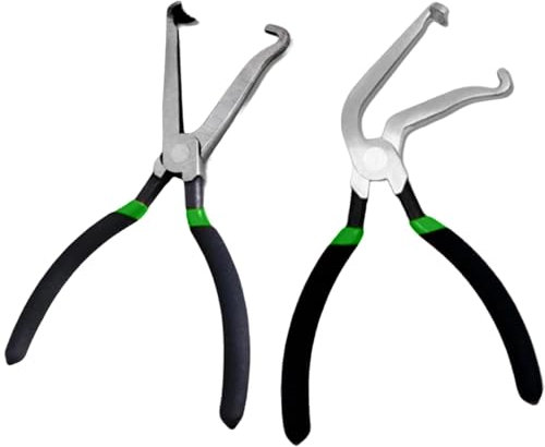 2Pcs Electrical Disconnect Pliers Set Portable Plier Multi-Purpose Electrical Disconnect Pliers for Cars (Straight + Curved)