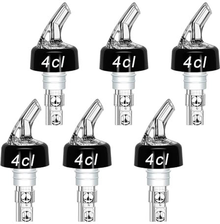 Zyluniy Vertedor de Botellas, 6 Piezas (4cl) Dosificador Auto Pour Boquillas, Cónica Boquillas Anti-Goteo Dispensador para Vino tinto, Whisky, Licor fuerte y Vino amarillo