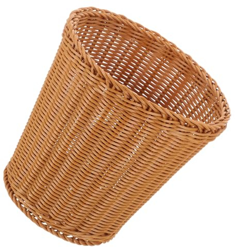 TIDTALEO Woven Trash Basket Large Capacity Brown Round Woven Storage Bin Multi-use Waste Paper Storage Basket for Home Office and Bedroom Use