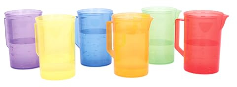 Asukohu Lot de 6 gobelets doseurs colorés - Jeu sensoriel - Gobelets de jeu de sable pour tout-petits - Eau de sable - Exploration - Jouet éducatif - Chope de mesure en plastique
