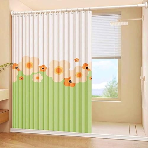 MTHGH Falttürvorhang,Mit Teleskopstange,Magnetischer Türvorhang mit Verdunkelung, Faltbarer Raumteiler für Bad/Schlafzimmer/Wohnzimmer, Akkordeon-Design(Type C,W240*H200)