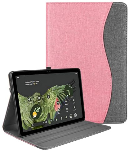 TXWLLIU Hülle für Google Pixel Tablet 2023 11 Zoll, Folio Hülle mit Mehrwinkelansicht, Dokumentenfächern und Standfunktion, Kompatibel mit Ladelautsprecher Dock, Rosa