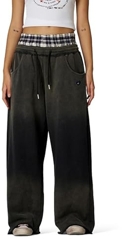 Aelfric Eden Baggy Y2K Pantalon de jogging pour homme et femme - Vintage - Pantalon de sport à carreaux - Patchwork - Pantalon de loisirs - Pantalon décontracté - Pantalon de survêtement