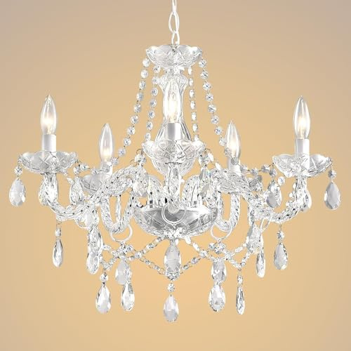 AOLALA Crystal Chandelier Hanging Pendant Light Fixture, Modern 5 Lights K9 Crystal Ceiling Lighting Fixture for Dining Rooms ﻿Kitchen Island Living Room Bars