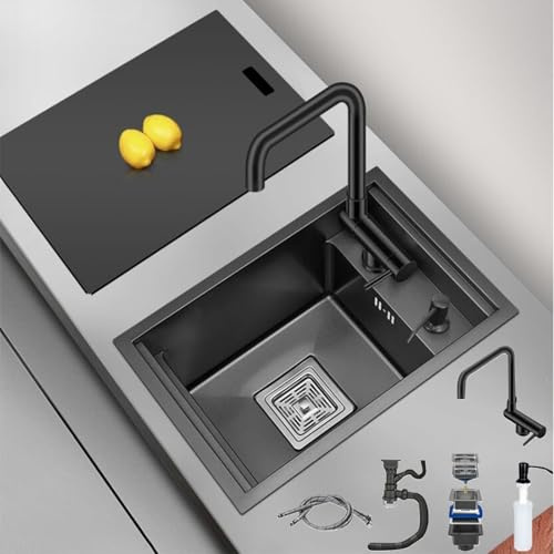 30 X 45 Cm Edelstahl-Spüle Für Die Küche – Unsichtbarer, Kleiner Siphon Mit Abdeckung Und Klappbarem Wasserhahn, Aufsatzwaschbecken Für Kleine Räume