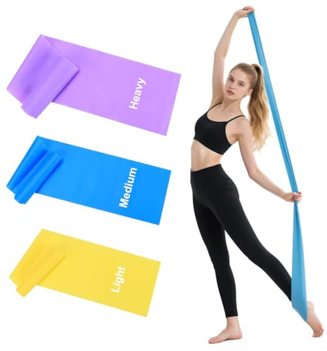 Nuvexa Resistance Bands, 1.8m/5.9ft Exercise Bands with 3 Resistance Levels, Long Stretch Resistance Bands Set for Women Men, Ideal for Strength Training, Yoga, Gym, Pilates, Fitness, Physiotherapy