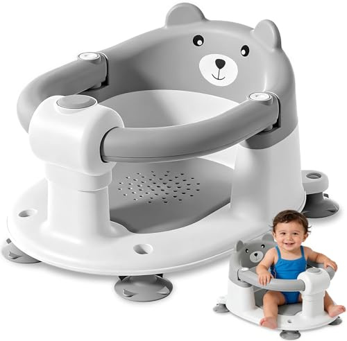 Vautvis Siege De Bain Pour Bebe, Siege Bebe Assis, Bébé Antidérapante, Anneau De Bain Bébé Antidérapante De 6 Mois, Protection à 360°, Pour Nouveau-Nés (Gris)