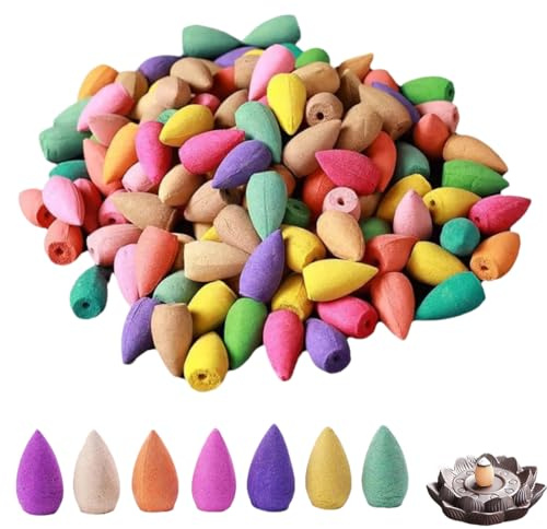 YUVKIN 120pcs Cônes d'Encens, Assortiment Encens Cone, 8 Parfums, Encens Naturels pour Méditation Yoga Purification Relaxation