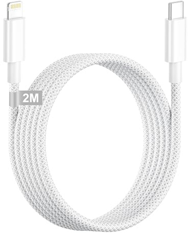 Cable USB C vers Lightning 2M [Certifié Apple MFi], Câble iPhone | Cable Lightning USB C Charge Rapide Nylon Cable Chargeur iPhone Fil iPhone pour iPhone 14 13 12 11 Pro Max/Mini/SE/8/iPad