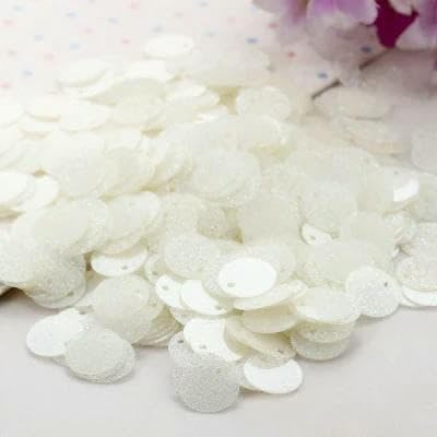 200 Stück 10 mm 20 mm Glitzerpailletten, flache runde PVC-Pailletten mit Glitzerpuder für Bastelarbeiten, transparent weiß, 20 mm, 10 g