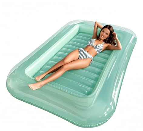 Uppblåsbar poolmatta - Uppblåsbara poolleksaker, förstärkt sängstol med justerbart nackstöd, ergonomisk design för pool, sommar, sjö, trädgård, camping, fie