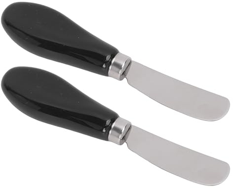 Haofy Épandeur de Couteaux à Beurre 2 Pièces, Outil Durable, Manche en Céramique Confortable pour les Amateurs de Confiture de Fromage et de Pain grillé (BLACK)