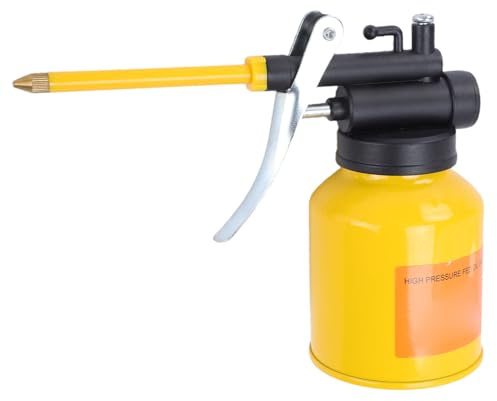 Chrees Manuelle Pumpenölkanne, 200-ml-Schmieröler aus Stahl mit Geradem 80-mm-Auslauf und Kupferdüse, für die Wartung von Auto- und Motorradfabrikmaschinen