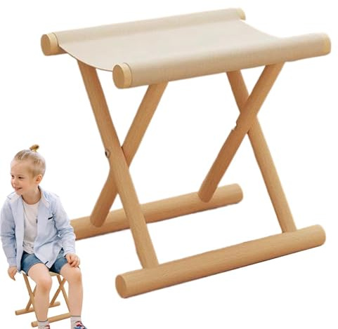 Klapphocker aus Holz – 14 Zoll, tragbarer Stuhl, verstärkter gepolsterter weicher Sitz, robuster faltbarer Angelstuhl, kompakte, leichte Haushaltsmöbel | Vielseitige Sitzgelegenheit, Küche, Garten, Ca