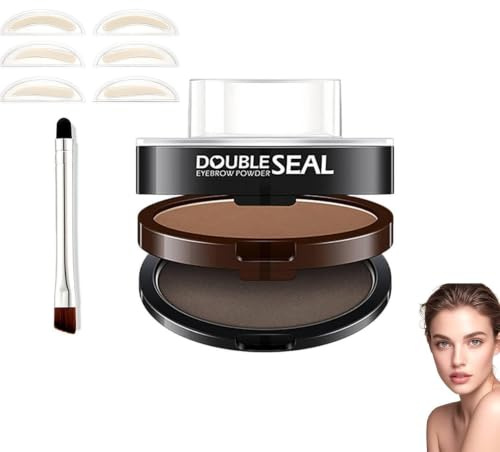 Browfi Set de Tampons à Sourcils,Set de Tampon Sourcils Waterproof,Outil de Définition des Sourcil pour Femme,Personnalisez Rapidement la Forme des Sourcils pour les Débutants，Light brown+Dark gray