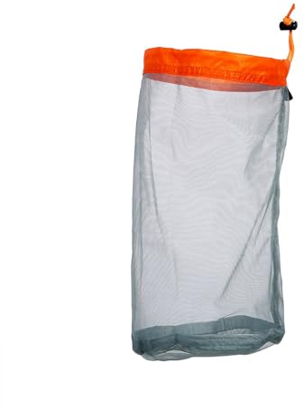 VGEBY Mesh Stuff Sack, Nylon Storage Drawstring Mesh Bag for Camping Hiking(M-Orange)
