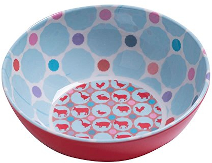 Overbeck and Friends Francis Melamin Schale hellblau/rot 15,5 cm - Müslischale Suppenschale Partygeschirr Kindergeschirr Melamingeschirr spülmaschinenfest BPA frei
