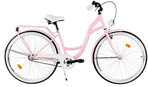 MILORD. Comfort Bike, Bicicletta da Città Donna, 3 velocità, Rosa, 28