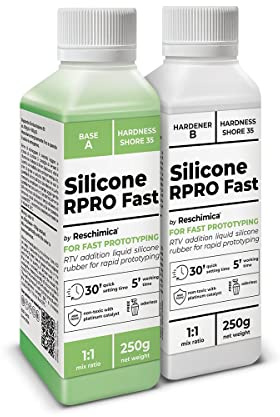 Reschimica R Pro Fast Abformsilikon 1:1, Schnellhärtend, 500 g Mittelhart | Schnellhärtendes Dubliersilikon Mittelhart, Für Silikonform Herstellung, Für Diy Harzformen, Formenbau
