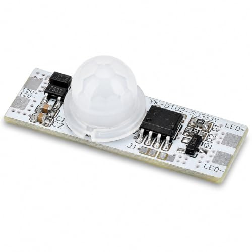 Jandei - Interrupteur à détecteur de mouvement PIR avec PCB pour bande LED et électronique, fonctionnement 12V et 24V DC 96W, taille réduite pour montage sur profilé aluminium