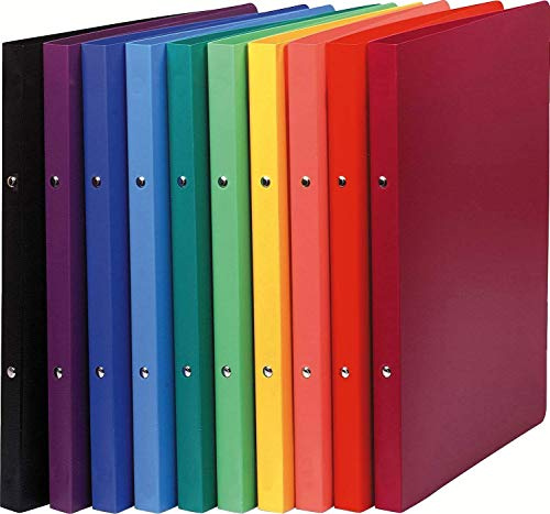 Exacompta 541999E Ringbuch (PP, DIN A4, blickdicht, Rücken 20mm) gemischte farben (Ringbuch 2 Ringe, sortiert, 30er Pack)