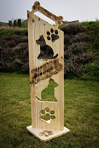 XXL Holzschild Holz Deko Schild geflammt Herzlich Willkommen NR7 XXL