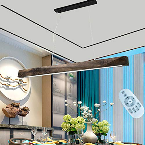 LED Hängeleuchte Retro Gummi Holz Pendelleuchte 20W Dimmbar Mit Fernbedienung Pendellampe Restaurant Höhenverstellbarer Hängelampe Schlafzimmer Wohnzimmer Café Industrie Bar Kronleuchter Deckenlampe