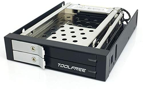 Toolfree - Vassoio per unità floppy disk da 2,5 pollici singolo e doppio alloggiamento SATA 6 Gbps per HDD/SSD Hard Disk Box di estrazione (doppia baia)