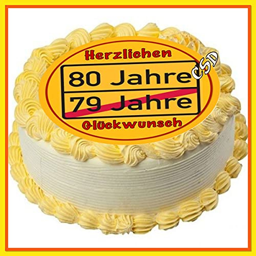 Tortenaufleger 80.Geburtstag M3, Essbares Tortenbild, Zuckerpapier, Geburtstag, Fototorte